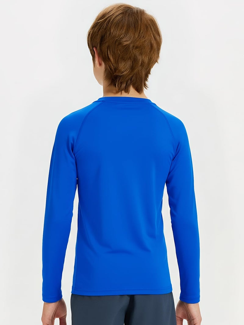 DEVOROPA Youth Boys Compression Shirt Long Sleeve Football Baseball Undershirt Quick Dry Sports Baselayer Royal Blue S - Image 3